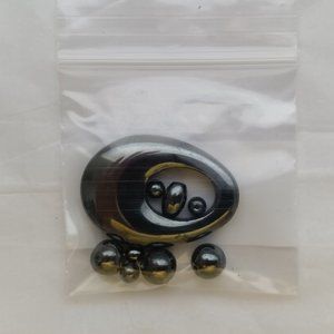 Black Hematite Natural Gemstone Small Loose Beads with Pendant, 1980s